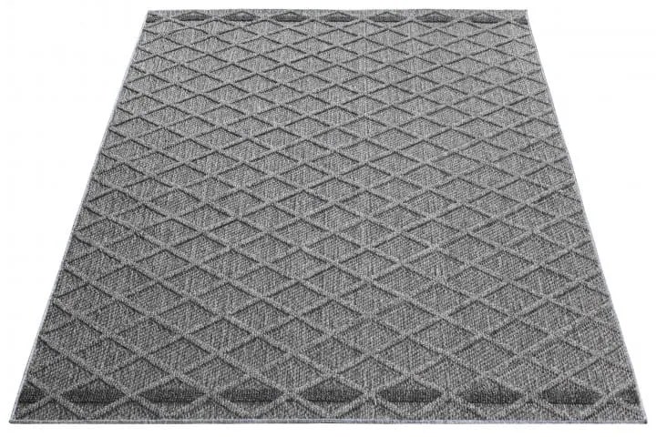 Dywan zewnętrzny sznurkowy Patara Kratka szary 120 cm x 170 cm
