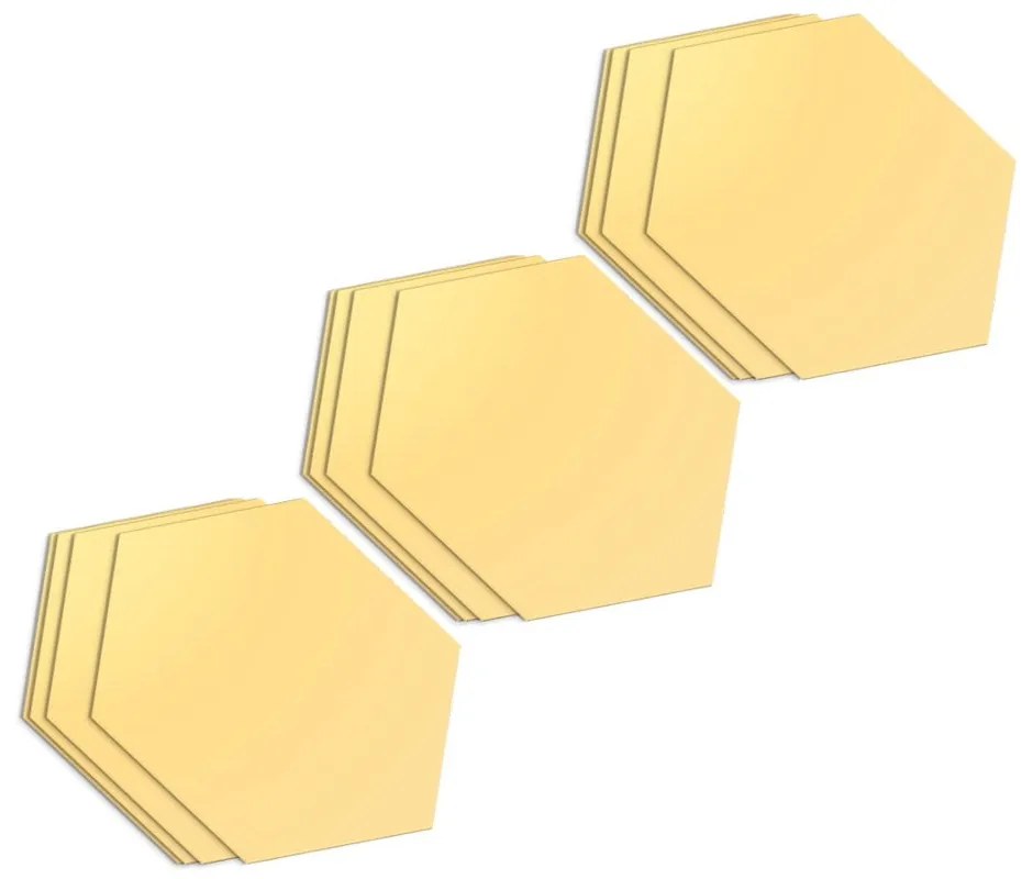 Zestaw naklejek na ścianę 12 szt. 17x20 cm Hexagons Gold – Ambiance
