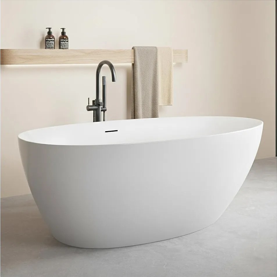 Banheira autônoma de acrílico branco BAÏA 170 cm