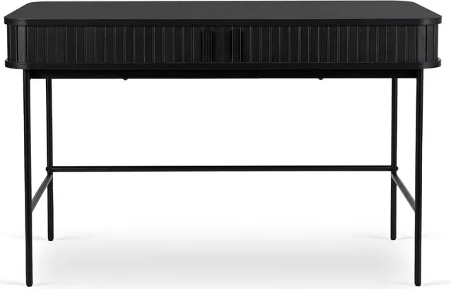 Biurko Rozsuwane TRISH 120 cm Czarne Ryflowane Nowoczesne Loft