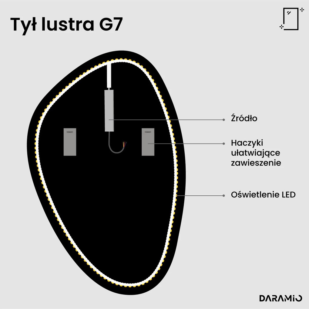 Lustro łazienkowe LED w kształcie kamienia G7