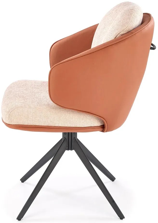 Skandynawski obrotowy fotel brązowo-beżowy R2-P37