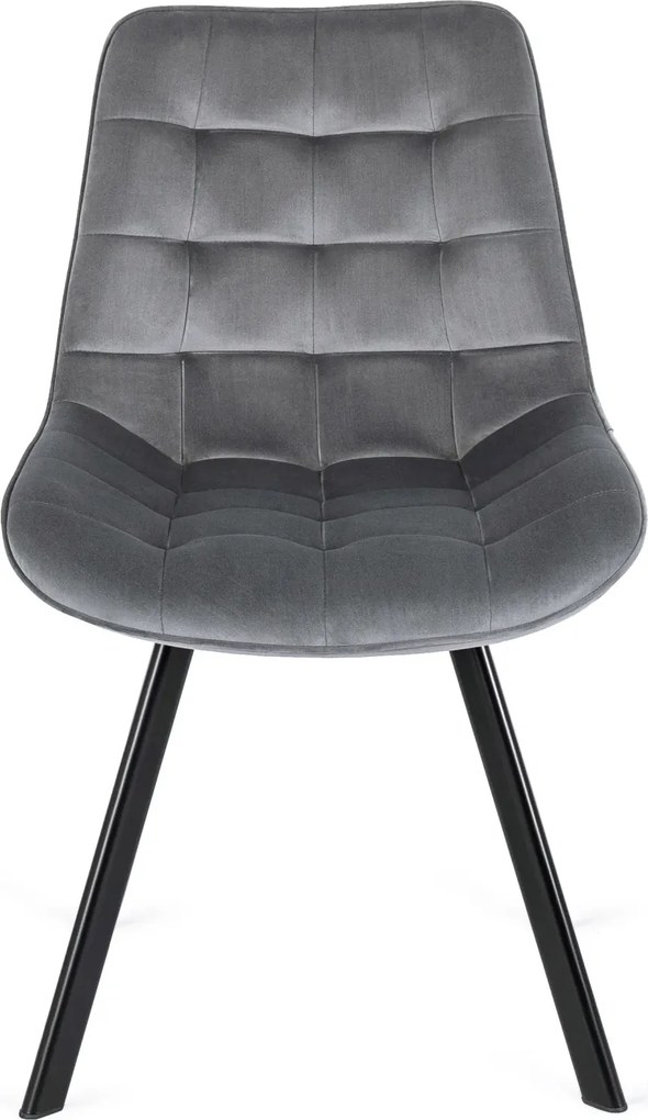 Zestaw Stół Okrągły Rozkładany LUKAS 100-250 cm Dąb Rustykalny/Czarny i 4 Krzesła Tapicerowane RICK Szare Welurowe Nowoczesne