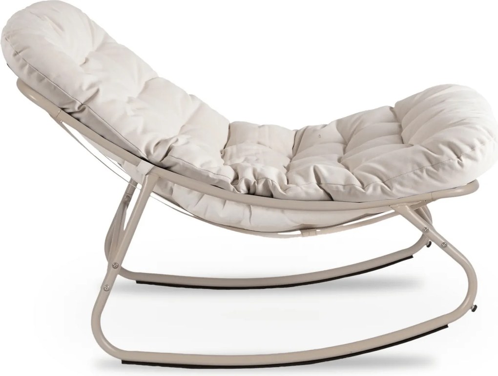 Bujany fotel na taras Aurora z pikowaną poduchą, beżowy, podstawa kaszmir