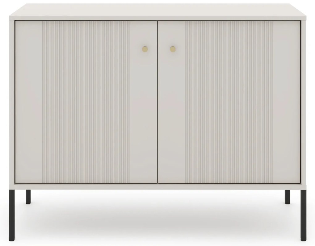 Komoda do Salonu Sypialni SOFT 104 cm Kaszmir Ryflowana Dwudrzwiowa Nowoczesna