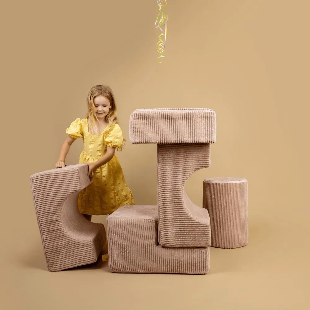 Sztruksowy piankowy plac zabaw 4 szt. w kolorze khaki wysokość 30 cm 45x170 cm Montessori – Meowbaby