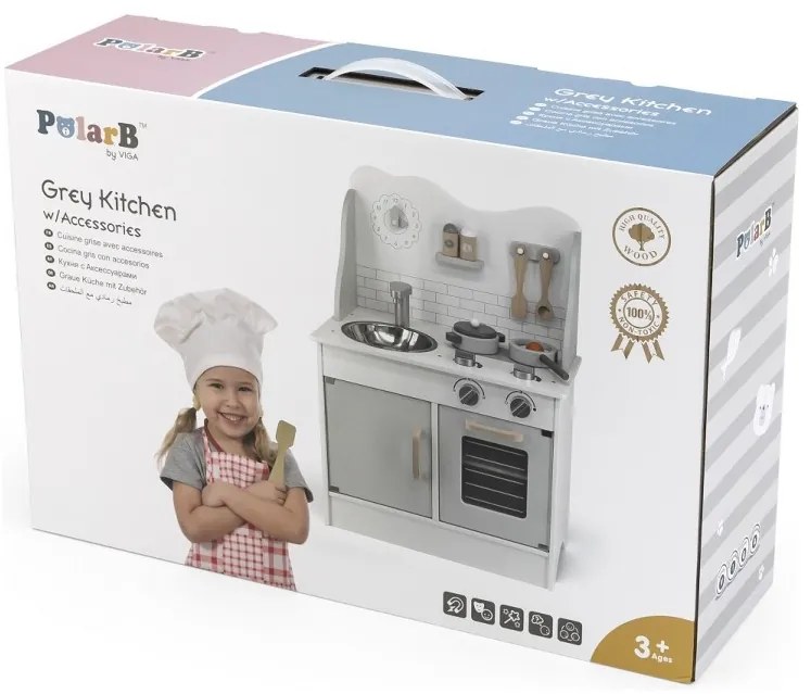 Viga polarb drewniana kuchnia z akcesoriami eco gray