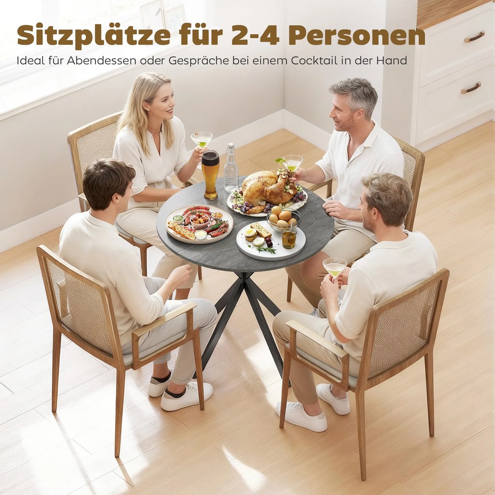 HOMCOM Okrągły stół kuchenny, 80 cm, kompaktowy blat, płyta wiórowa, metal, szary | Aosom PL