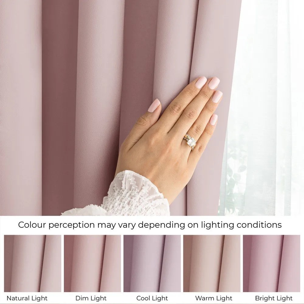 Szaroróżowa zasłona częściowo zaciemniająca (dimout) 140x250 cm Carli Tie – Restilo