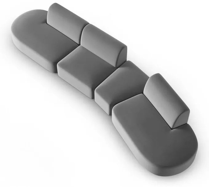 Szara aksamitna sofa prawostronna 428 cm Paolo – Milo Casa