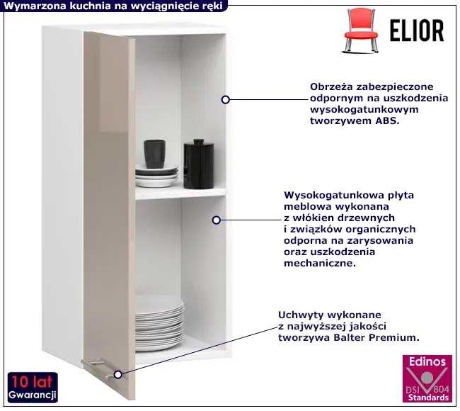 Beżowa górna szafka kuchenna z półkami - Poli 16X