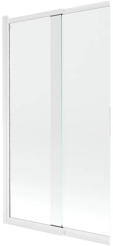 Mexen Fox parawan nawannowy 2-skrzydłowy przesuwny 100 x 150 cm, transparent, biały - 891-100-002-20-00
