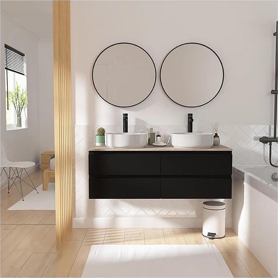Sorrento 120cm podwójna szafka pod umywalkę + bateria + lustro