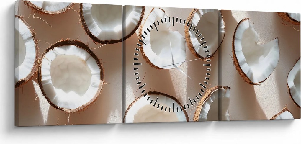 Obraz - Kokosy (z zegarem) (90x30 cm)