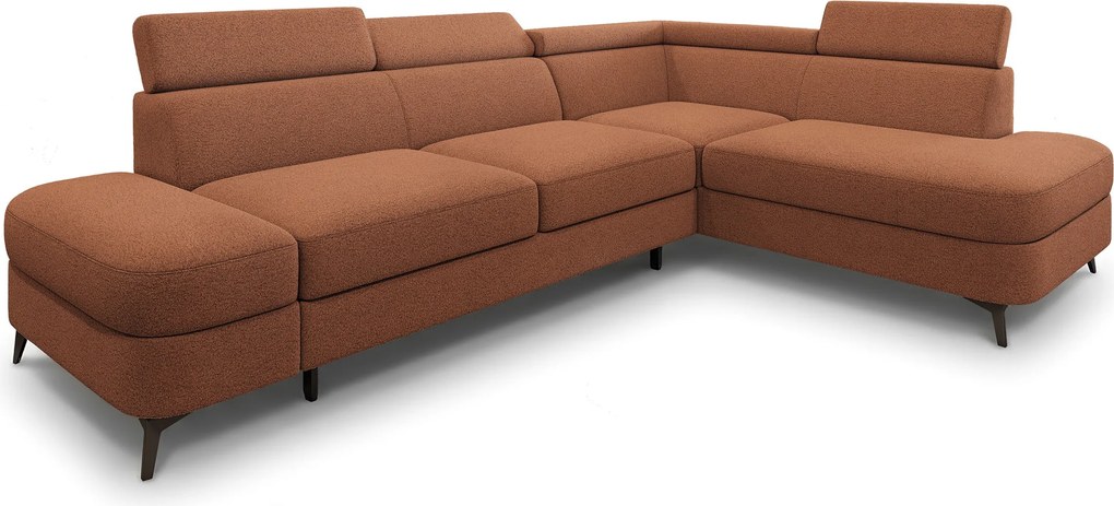 Masseno Narożnik AVISE z funkcją spania i pojemnikiem na pościel Narozniki L, Rozkładana sofa - Miedziany, QUELLE 54