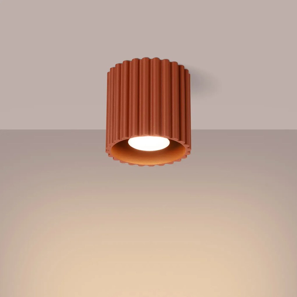 Plafon AURA 1 ochra czerwona GU10 ryflowany SOLLUX  LIGHTING