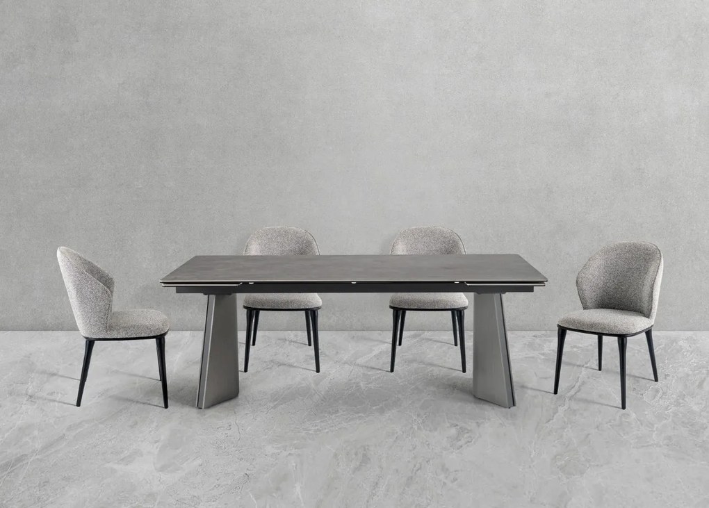 Nowoczesny stół rozkładany Nexus 200(280)×90 cm zachwyca eleganckim białym blatem z masy ceramicznej i solidną podstawą ze stali szczotkowanej. Styl, trwałość i funkcjonalność w jednym – idealny do jadalni i salonu.