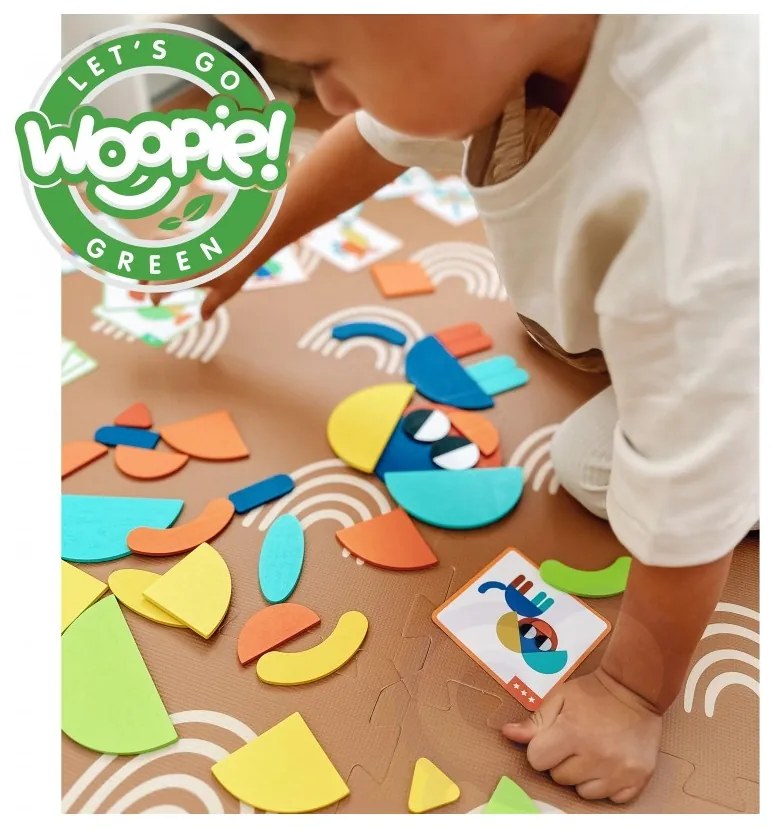 Woopie green drewniana układanka montessori 40 wzorów do odtworzenia 55 el. certyfikat fsc