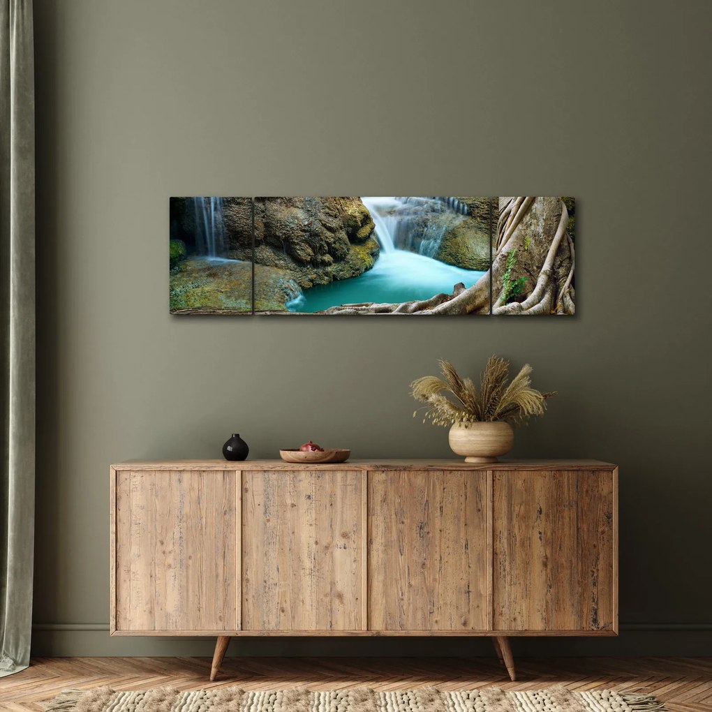 Obraz - Rzeka z wodospadami (170x50 cm)