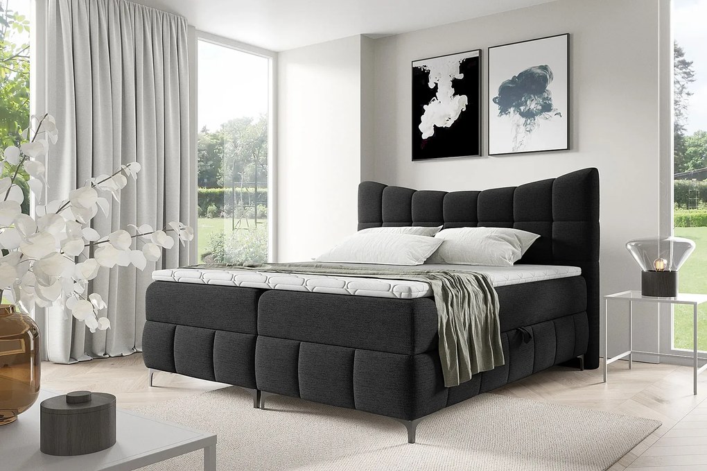 Czarne kontynentalne łóżko pikowane 5 rozmiarów C4-R82