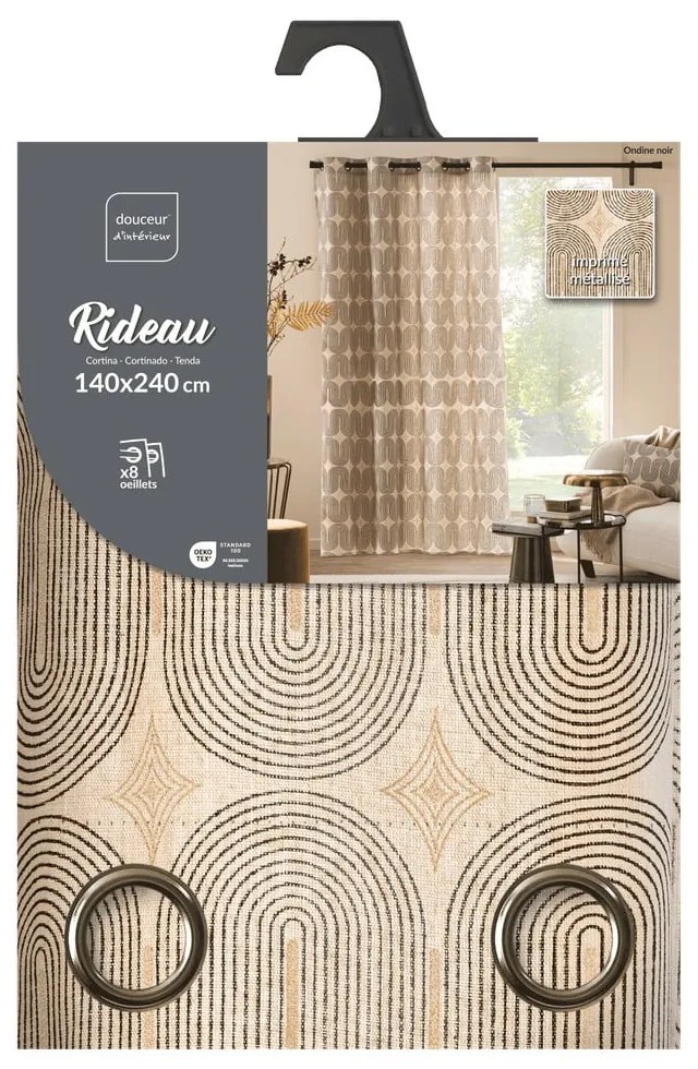 Czarno-beżowa zasłona 140x240 cm Ondine – douceur d'intérieur