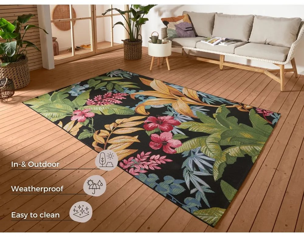 Czarny dywan odpowiedni na zewnątrz 200x285 cm Flair – Hanse Home
