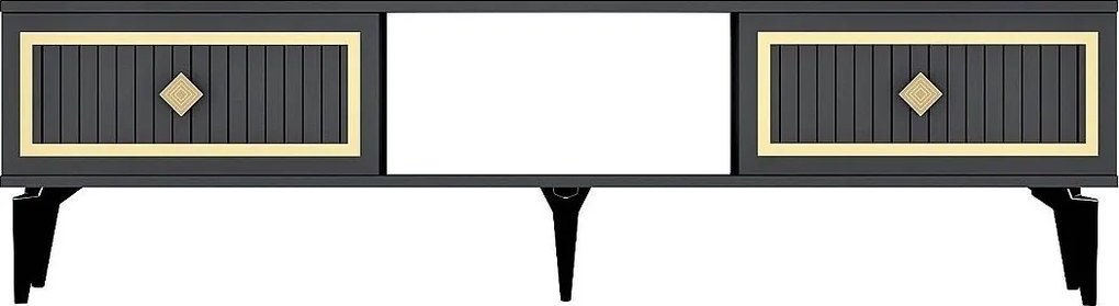 Stojak pod TV – 150 cm x 44,6 cm x 29,6 cm – Antracyt i złoto – Melamina