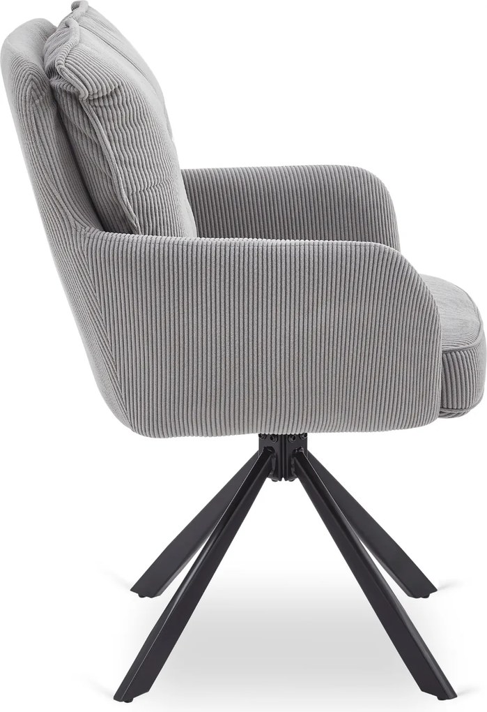 Krzesło Tapicerowane Obrotowe do Salonu CITY Szare Sztruksowe Nowoczesne