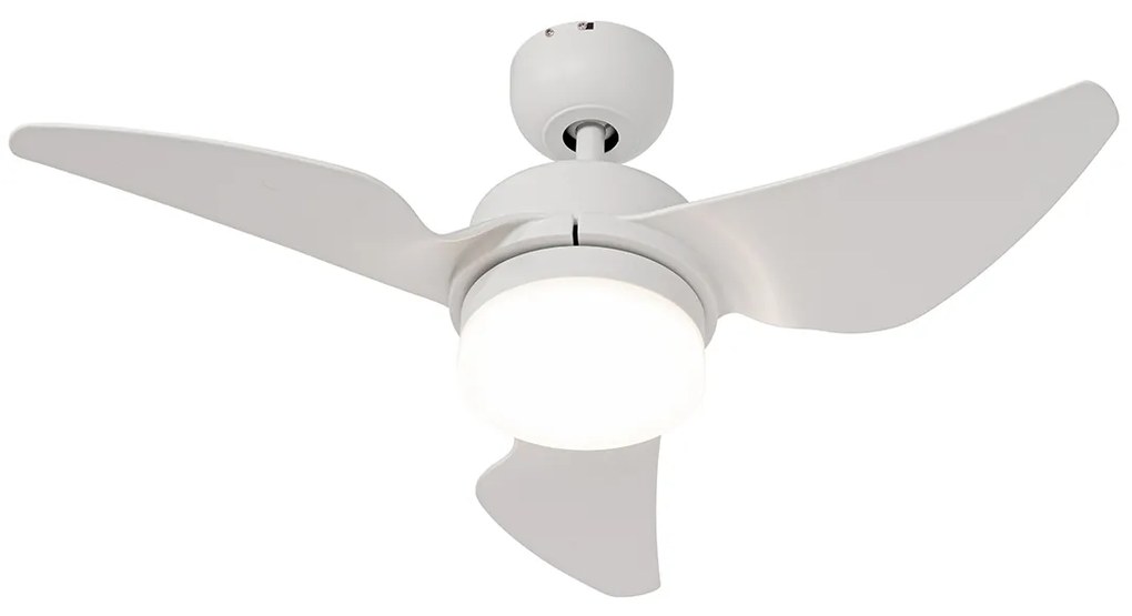 Wentylator sufitowy z lampą biały 86,7 cm z LED z możliwością ściemniania z pilotem - Yuki Nowoczesny Oswietlenie wewnetrzne