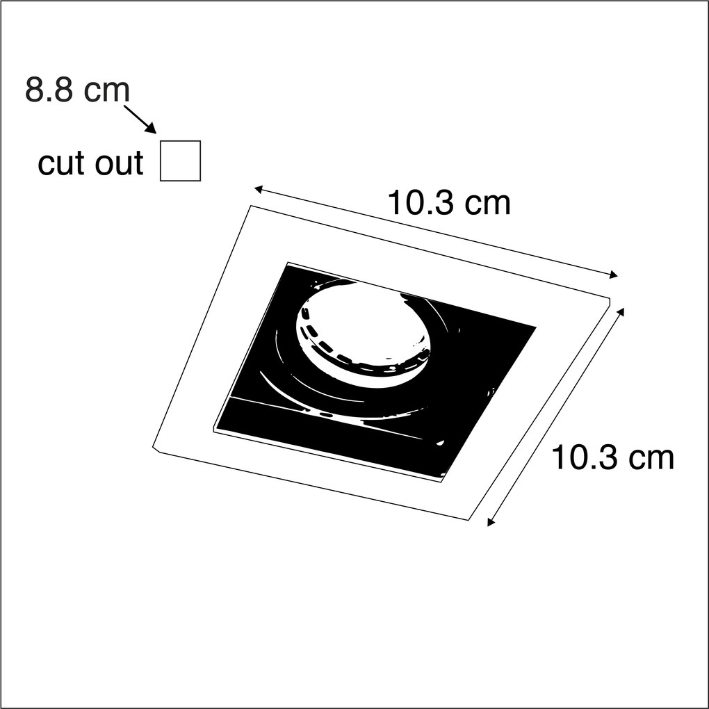 Zestaw 10 wpuszczanych reflektorów biały & czarny - Carree