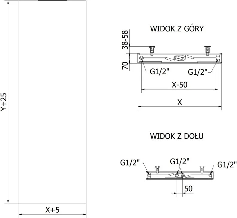 Mexen Flat VS20S grzejnik płytowy 1600 x 400 mm, podłączenie dolne środkowe, 794 W, biały - W6VS20S-160-040-00