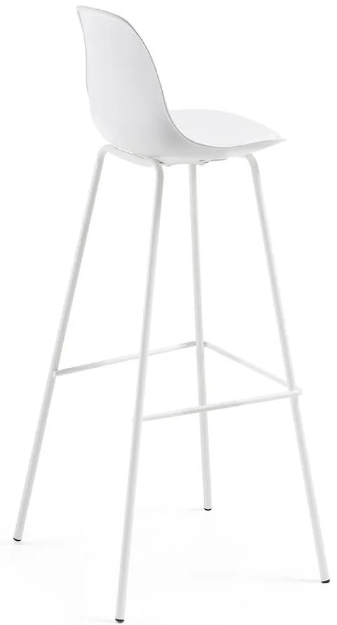 Biały hoker z imitacji skóry (wysokość siedziska 75 cm) Brighter – Kave Home