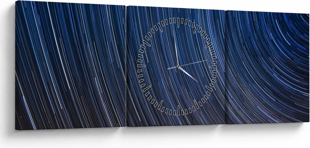 Obraz nocnych gwiazd i nieba (z zegarem) (90x30 cm)