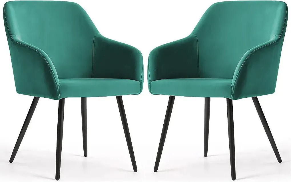 Zestaw 2 kubełkowych zielonych krzeseł welurowych - Terviso 2X