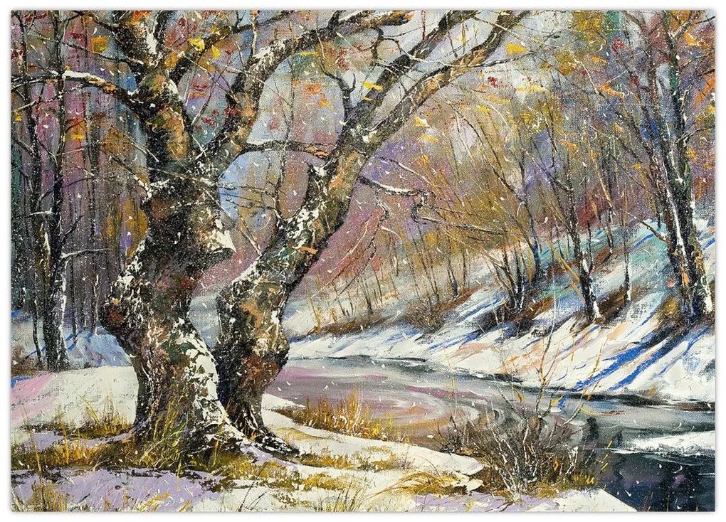 Obraz namalowanego zimowego krajobrazu (70x50 cm)
