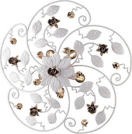 Piękna lampa sufitowa z żelaza lakierowanego na biało w stylu shabby chic z 5 światłami, wys. 22 x Ø65 cm, BL196-PL5-BCO