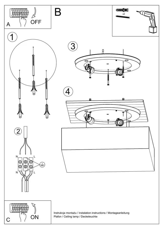 Biała lampa sufitowa 25x25 cm Mitra – Nice Lamps