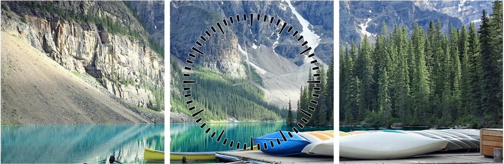 Obraz - Moraine Lake (z zegarem) (90x30 cm)