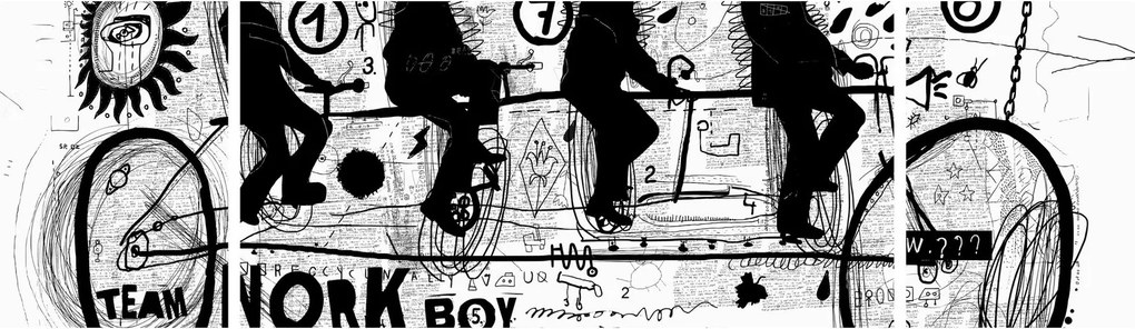 Obraz - Praca zespołowa, jazda na rowerze (170x50 cm)