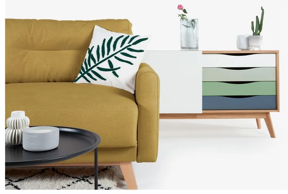 Żółta sofa rozkładana Bonami Selection Pop