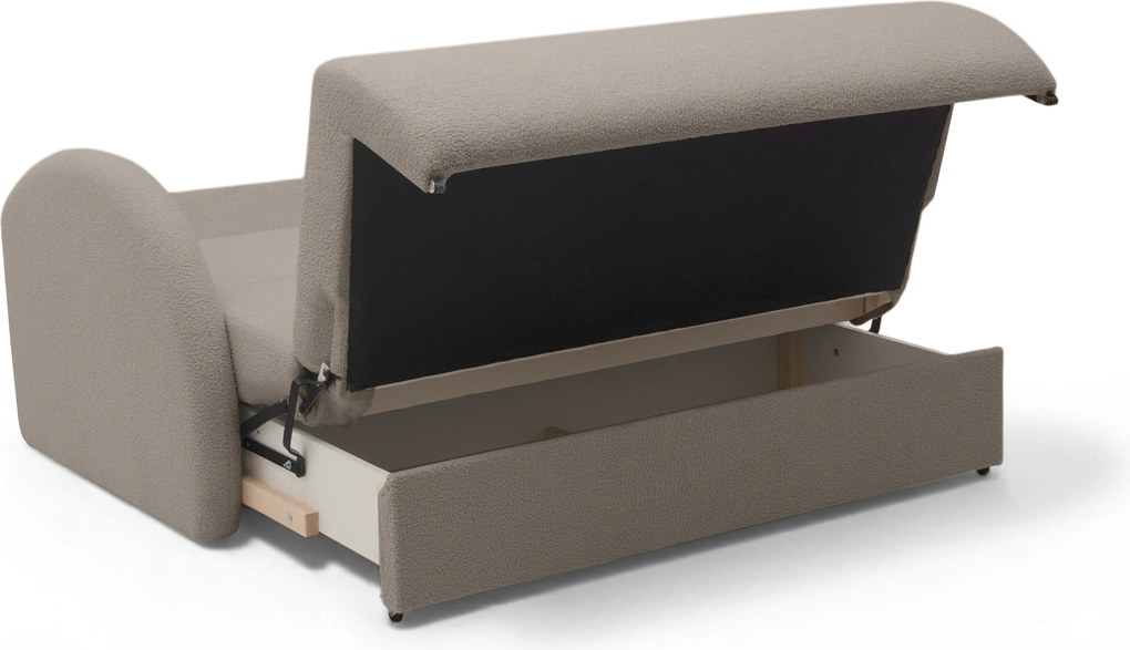 Sofa rozkładana Nubi trzyosobowa 140 cm z pojemnikiem - beżowa boucle Quelle 16