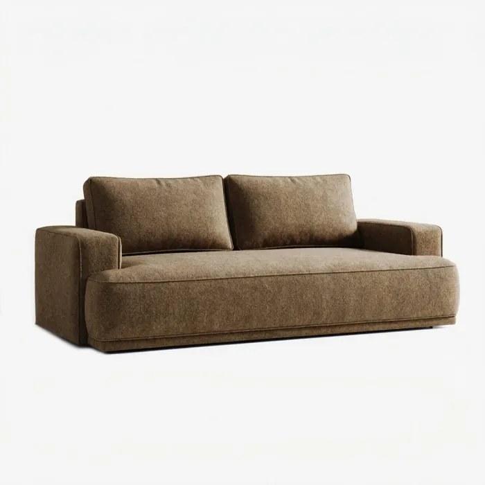 Sofa z Funkcją Spania CAMELIA Brązowa Boucle Nowoczesna