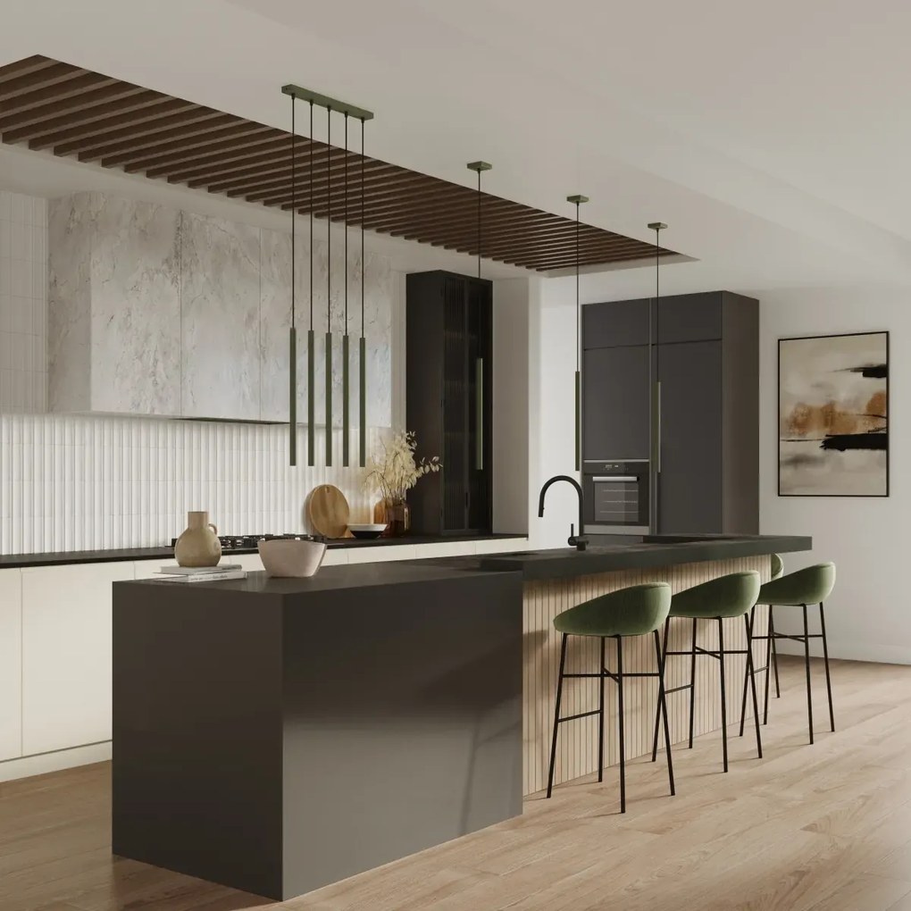 Lampa wisząca PASTELO 3 zielona oliwka SOLLUX LIGHTING