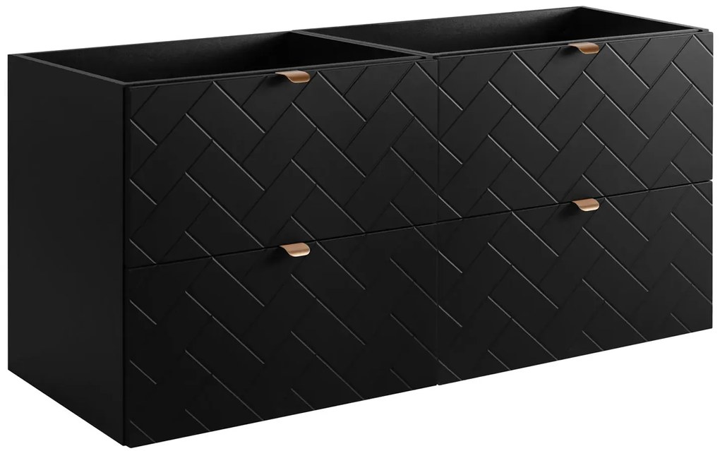 Czarna wisząca szafka łazienkowa pod 2 umywalki 120 cm P7-R06