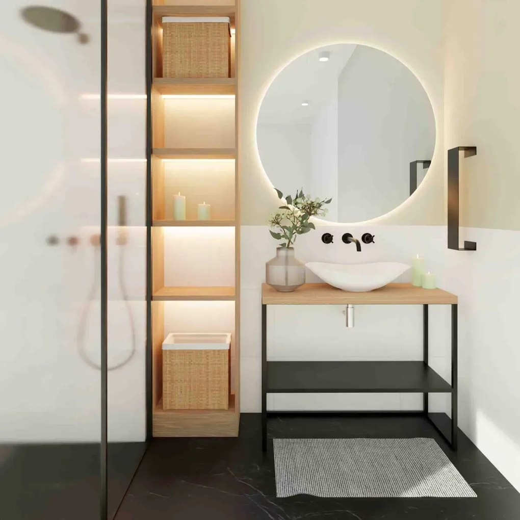 Szafka pod umywalkę nablatową LISA 60 cm czarny/dąb BALTICA DESIGN