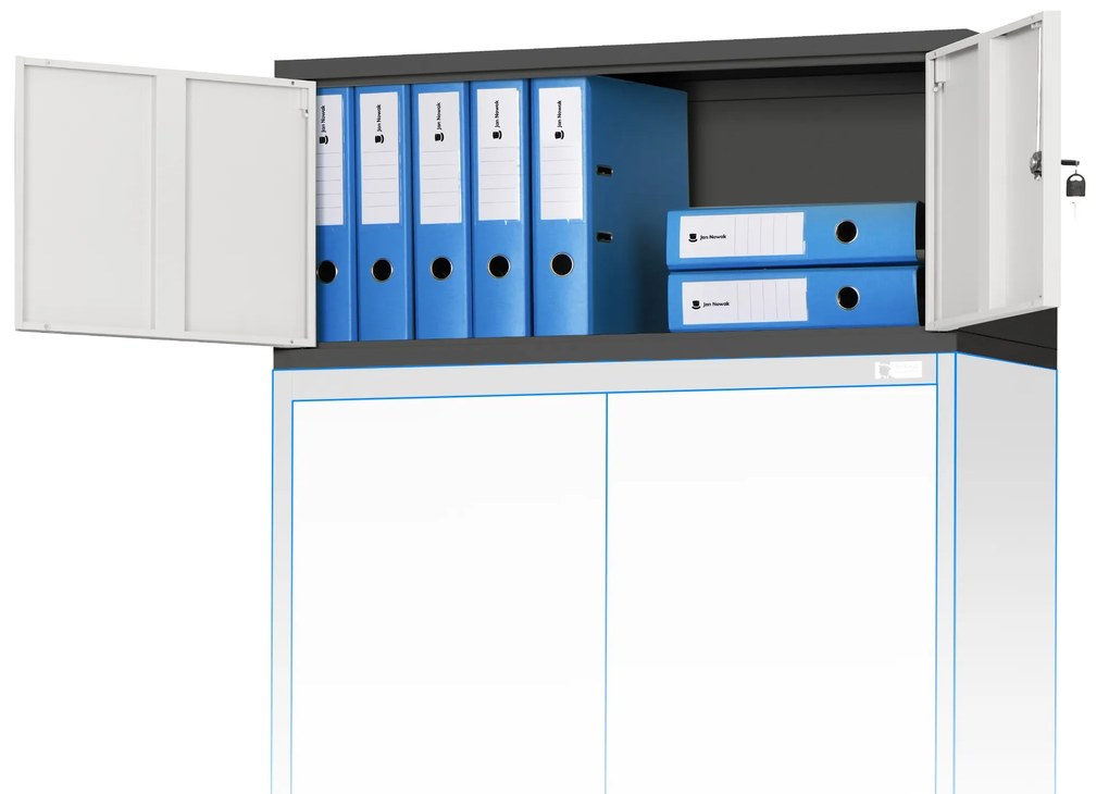 Nadstawka na szafę EWA, 900 x 380 x 400 mm, antracytowo-biała