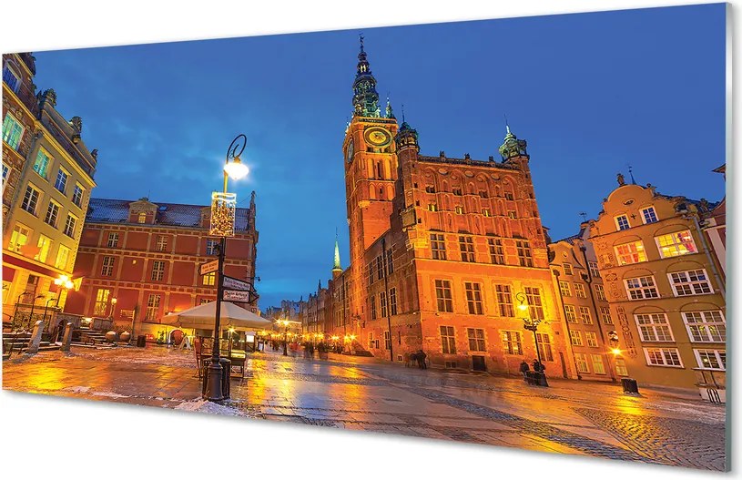 Panel Kuchenny Szklany Gdańska Starówka w Nocnej Odsłonie