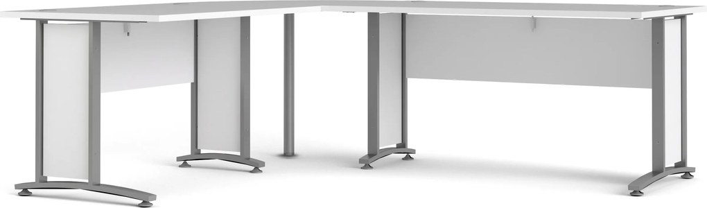 Biurko narożne Prima biały 230x200 szare nogi