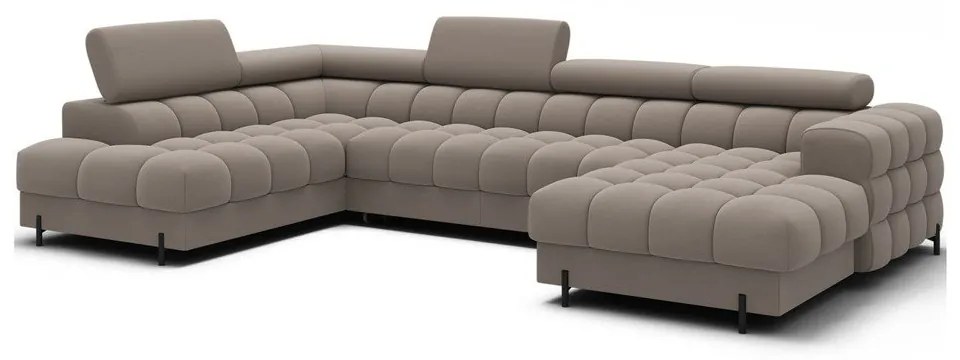 Jasnobrązowy aksamitny rozkładany narożnik (lewostronny/w kształcie litery U) Feraria – ELTAP