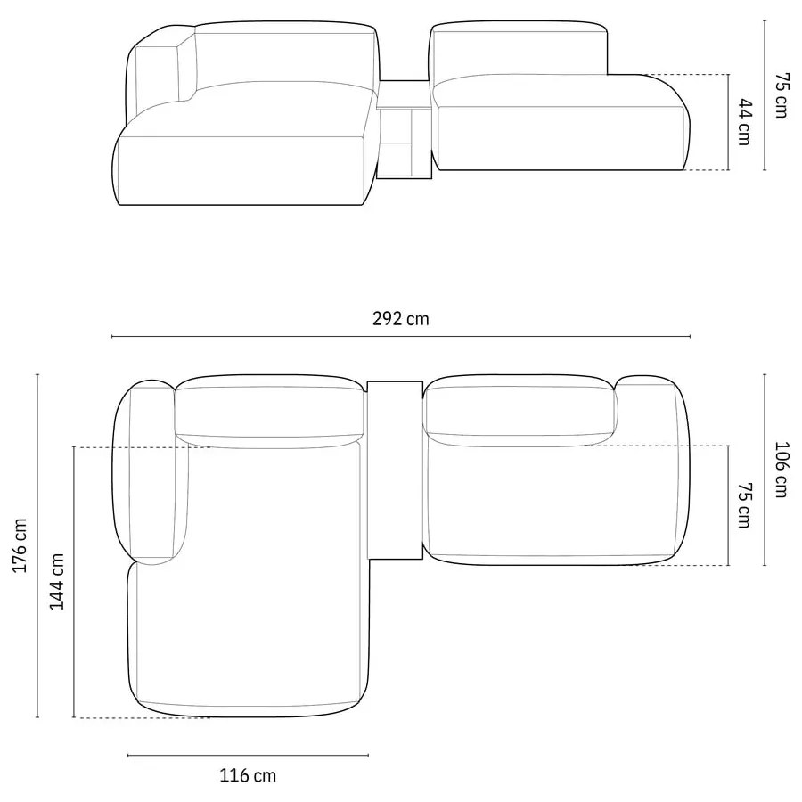 Beżowokremowy narożnik modułowy z materiału bouclé (lewostronny) Martina – Micadoni Home